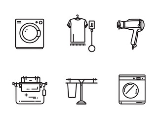 Minimalist laundry dryer machine outline vector drawing