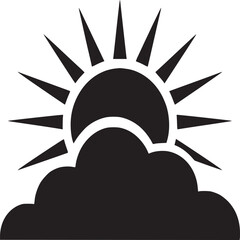 Obraz premium A stylized black and white illustration of the sun partially obscured by a cloud formation above it