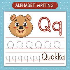 Cute Cartoon Bear's Alphabet Tracing Sheet for Letter Q