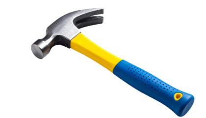 Colorful hammer for various construction tasks.