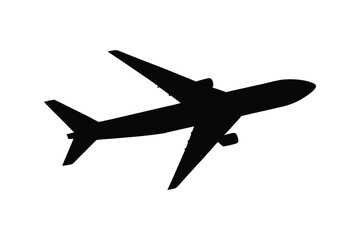 Silhouette art illustration of a flying airplane.eps