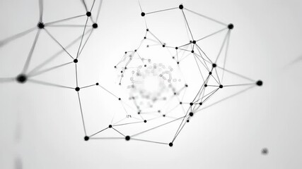 Dynamic abstract network tunnel, featuring connected dots and lines symbolizing advanced data technology and futuristic digital communication systems. - Powered by Adobe