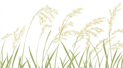 Illustration of tall grass blowing gently in a breeze against a white background