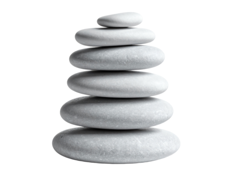 Stacked stones symbolizing balance and tranquility.