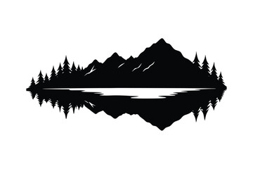 Silhouette art illustration of a lake reflection.eps