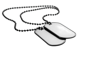 Military Dog Tags on a Ball Chain isolated on transparent baackground