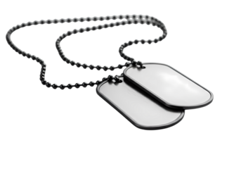 Military Dog Tags on a Ball Chain isolated on transparent baackground