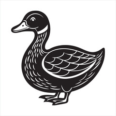Duck silhouette vector illustration logo sticker