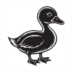 Duck silhouette vector illustration logo sticker