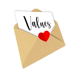 values,Open envelope, letter with heart, Romantic design illustration