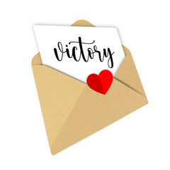 victory,Open envelope, letter with heart, Romantic design illustration