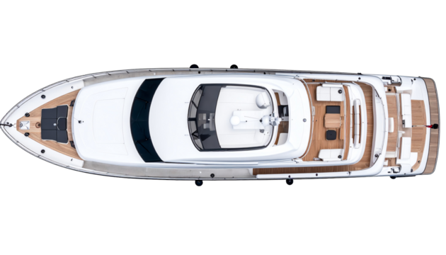 Luxury yacht view from above, showcasing design.