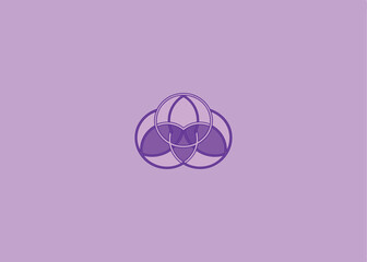 Violet triple circle logo with feminine geometric flow
