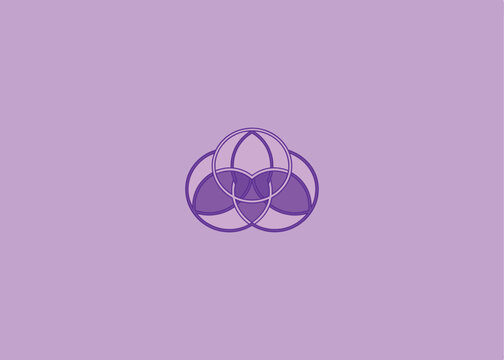 Violet triple circle logo with feminine geometric flow