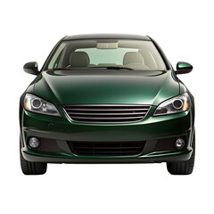 Dark Green Car Front View Isolated on Pure White Background

