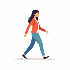 Fototapeta premium vector of a person walking in side view, casual outfit and simple background
