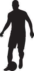 Silhouette of a soccer player standing with ball control