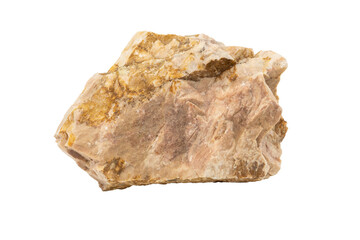 Close-up of orthoclase mineral, isolated on white background.