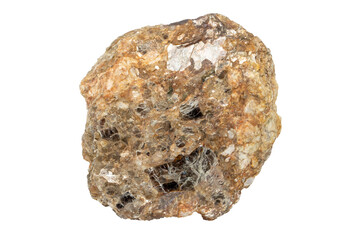 Close-up of pegmatite mineral, isolated on white background.