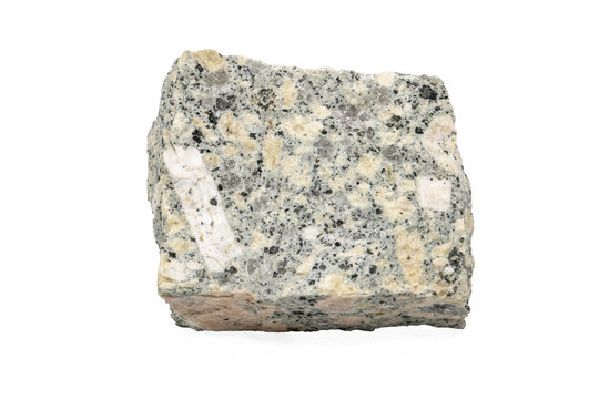 Close-up of porphyry mineral, isolated on white background.