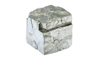 Close-up of galena mineral, isolated on white background.