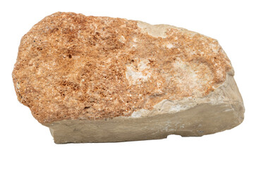 Close-up of trachyte mineral, isolated on white background.