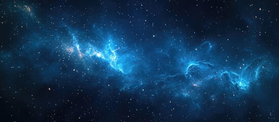Deep space nebula with vibrant blue clouds
