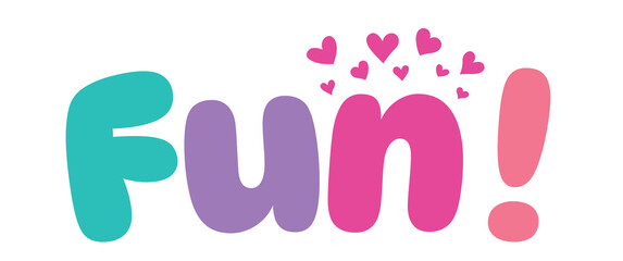 fun,colorful lettering words in white background