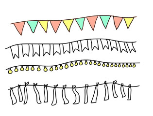 illustration of a colourful string ofbunting and lamps