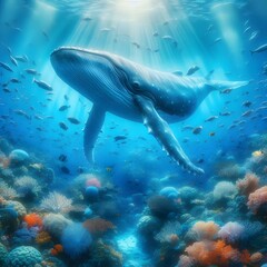 Obraz premium A swimming whale 