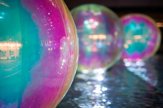 colourful ball sphere night dark vivid