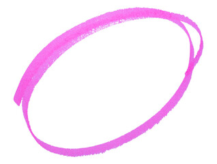 Round highlight doodle drawn with pink marker pen on transparent background