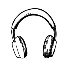 Hand-drawn over-ear headphones sketch vector for gadget branding