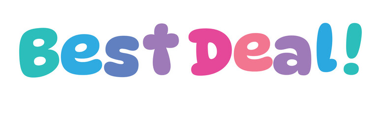 Best Deal,colorful lettering words in white background