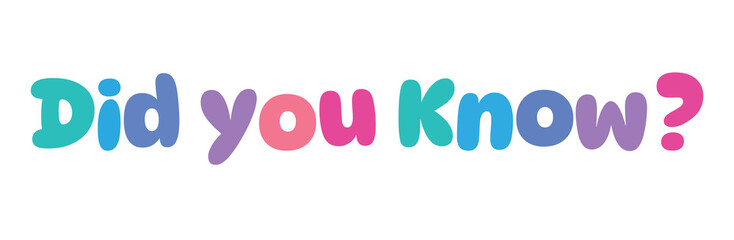 Did You Know,colorful lettering words in white background