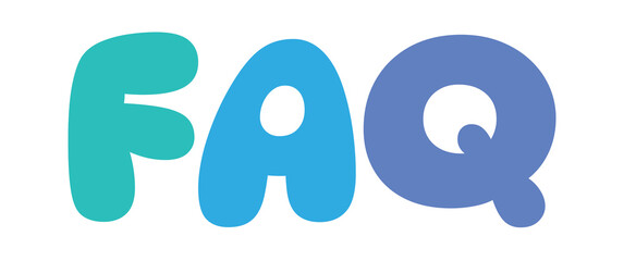 faq,colorful lettering words in white background