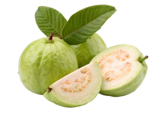 Fresh guava fruit images, organic guava benefits and nutrition, guava fruit slice and guava leaves
