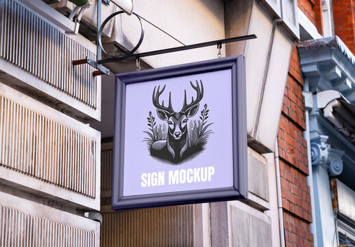 Square Framed Sign Mockup
