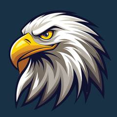 A majestic American bald eagle, a symbol of wildlife, captured in a striking head portrait, showcasing its powerful beak, intense eye, and white feathers