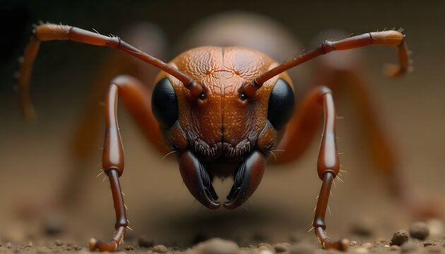 Extreme magnification of an ant's face.