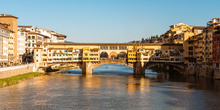 Ponte Vecchio and river Arno panoramic, Florence, Italy