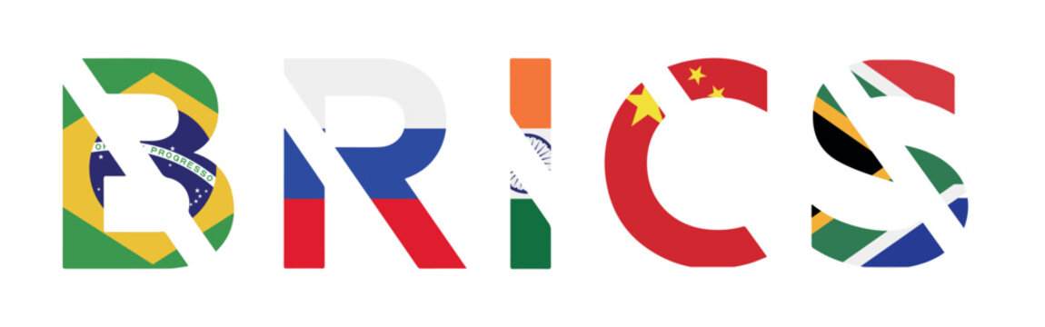 BRICS - Association of 5 countries: Brazil, Russia, India, China and South Africa - Vector illustration