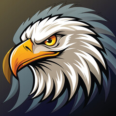 Fototapeta premium Aggressive Bald Eagle Head Vector Illustration Mascot Logo Design on Brown Background 