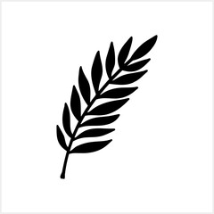Doodle fern leaf icon isolated. Stencil clipart. Vector stock illustration