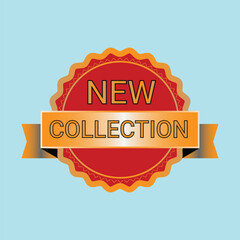 New Collection Red and Gold Ribbon Badge Vector - Latest Product Arrival Label for E-commerce and Retail