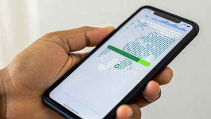 Global supply chain automation and sustainability concept shown on smartphone screen