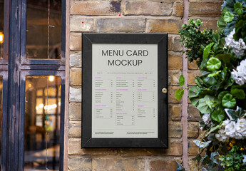 Menu on Brick Wall Mockup