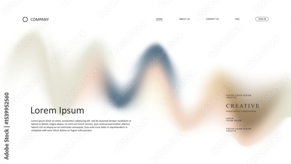 Wall mural abstract wave futuristic design of landing page. retro gradient mesh website design