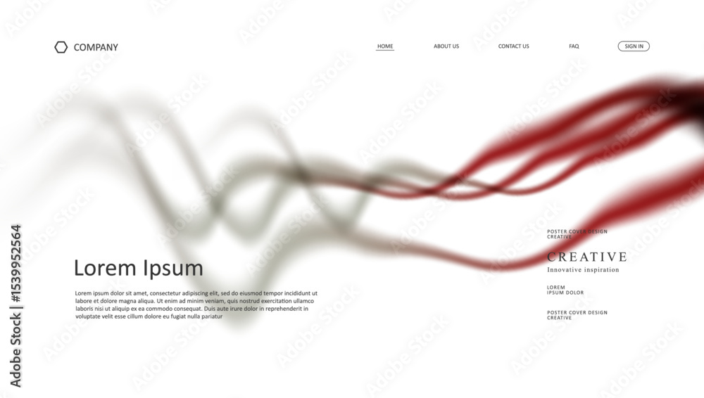 Poster abstract wave futuristic design of landing page. retro gradient mesh website design