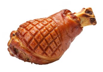 Roasted pork knuckle isolated on transparent background